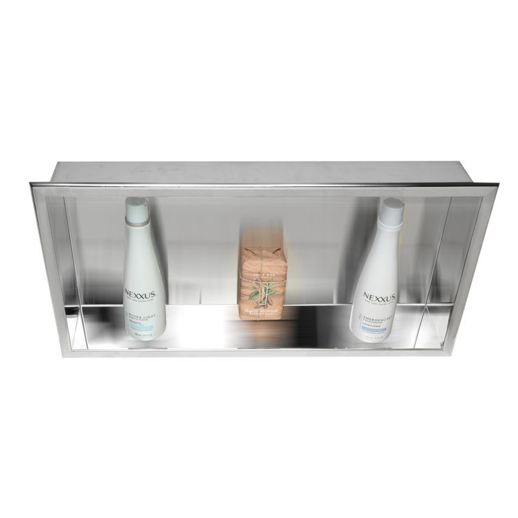 Polished Stainless Steel Horizontal Shower Niche Shelf