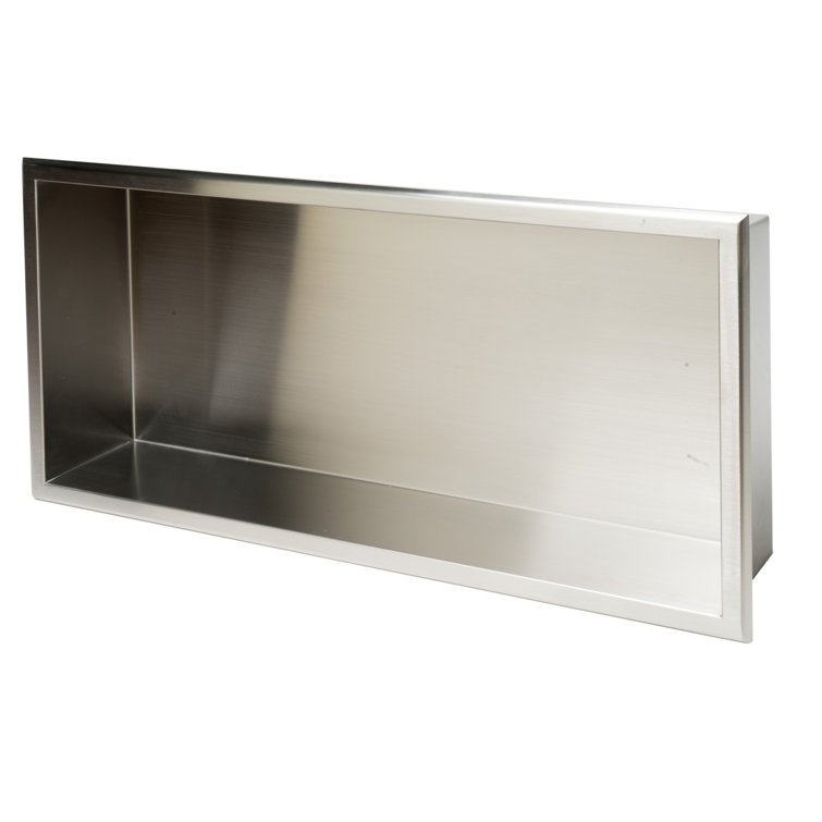 Brushed Stainless Steel Horizontal Shower Niche Shelf 24 x 12