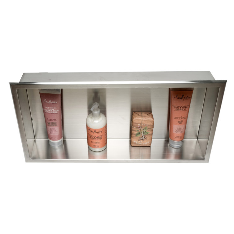 Brushed Stainless Steel Horizontal Shower Niche Shelf 24 x 12