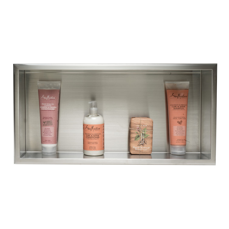 Brushed Stainless Steel Horizontal Shower Niche Shelf 24 x 12