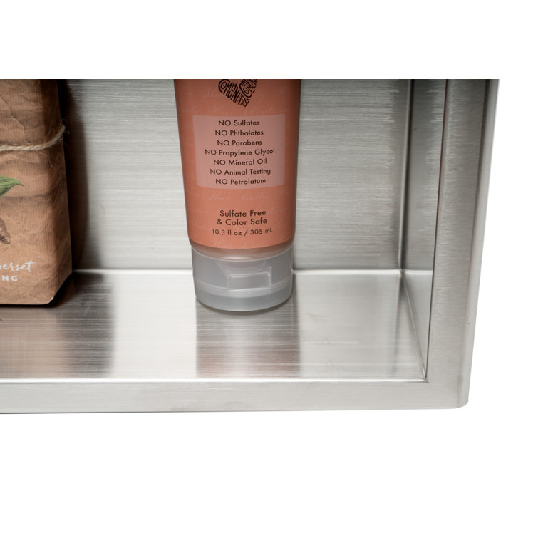 Brushed Stainless Steel Horizontal Shower Niche Shelf 24 x 12