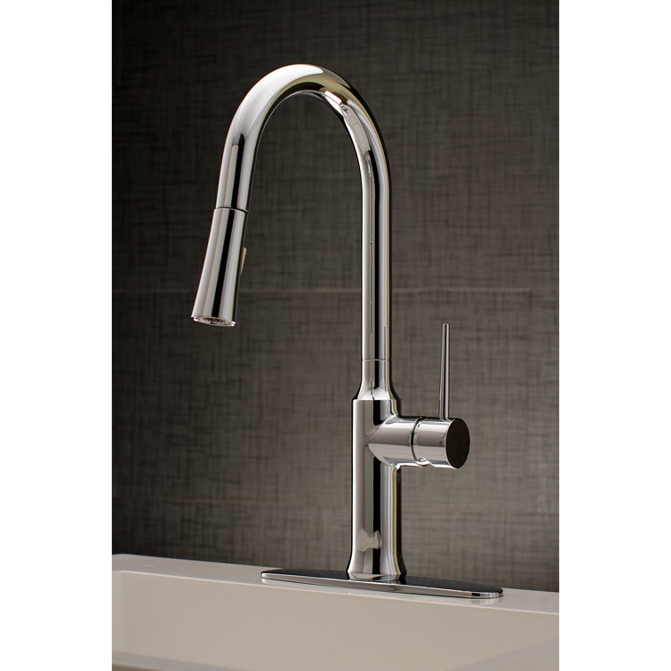 Polished Chrome Single-Handle Pull-Down Kitchen Faucet with Spray