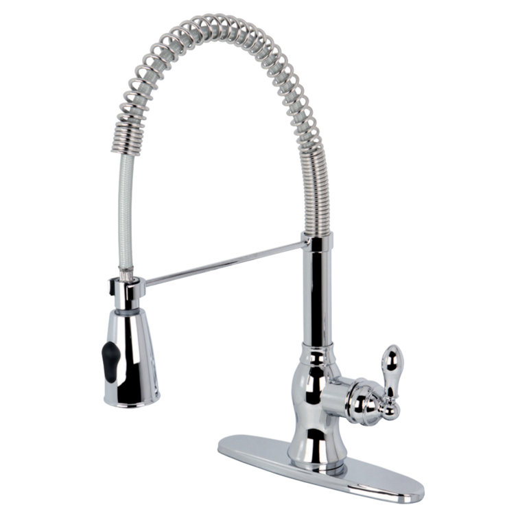 Polished Chrome Single-Handle Kitchen Faucet with Pull-Out Spray