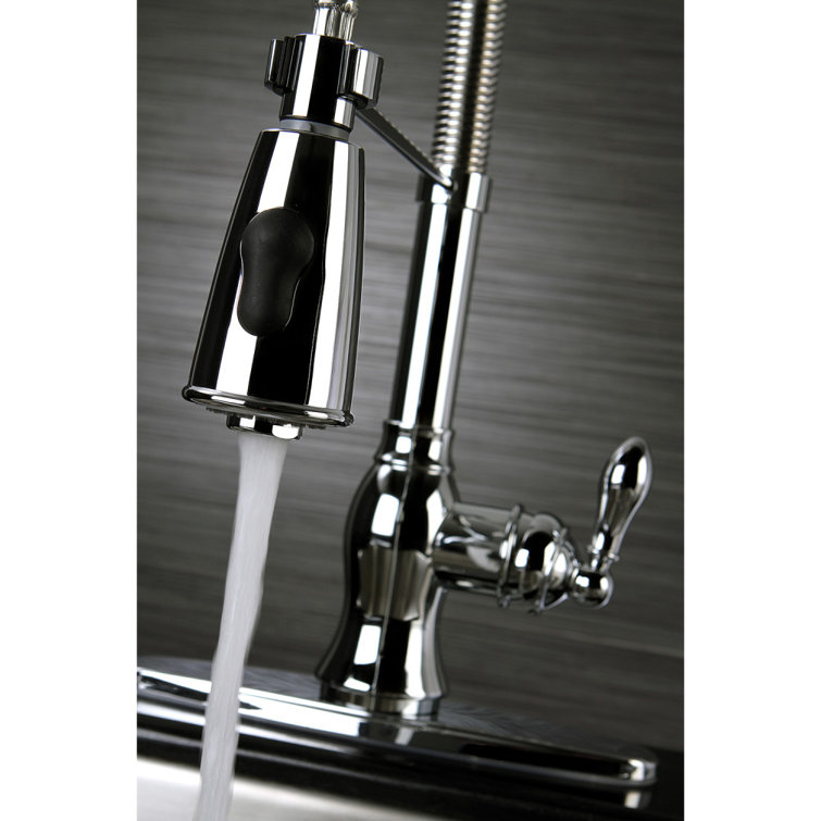 Polished Chrome Single-Handle Kitchen Faucet with Pull-Out Spray