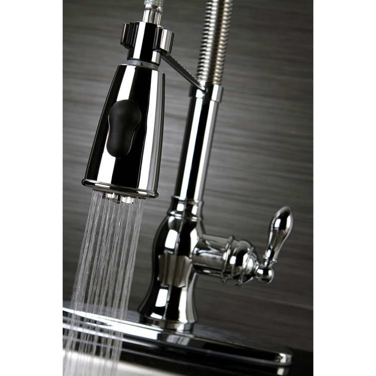 Polished Chrome Single-Handle Kitchen Faucet with Pull-Out Spray