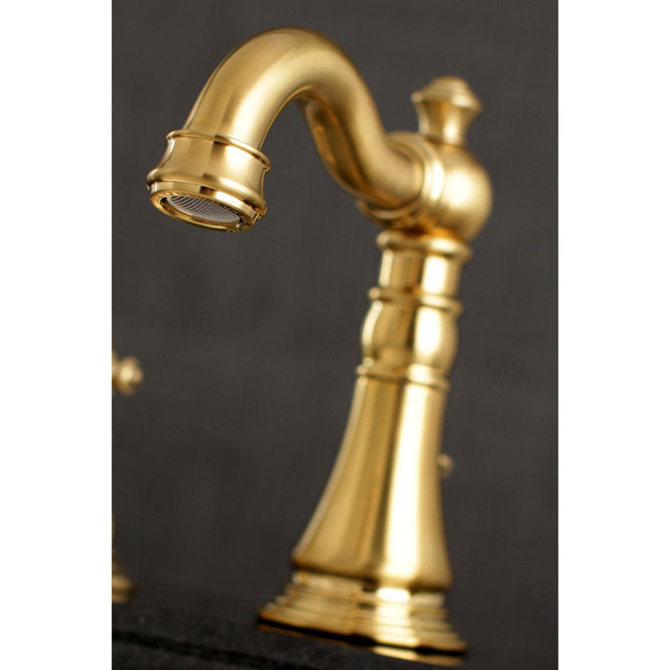 Traditional Elegance 8" Matte Black and Brushed Brass Widespread Bathroom Faucet