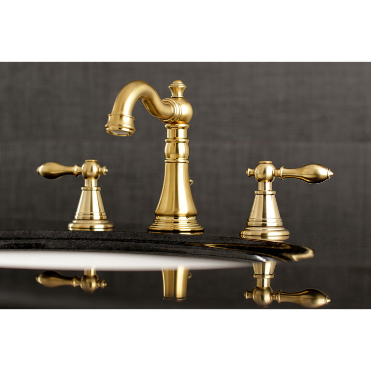 Traditional Elegance 8" Matte Black and Brushed Brass Widespread Bathroom Faucet