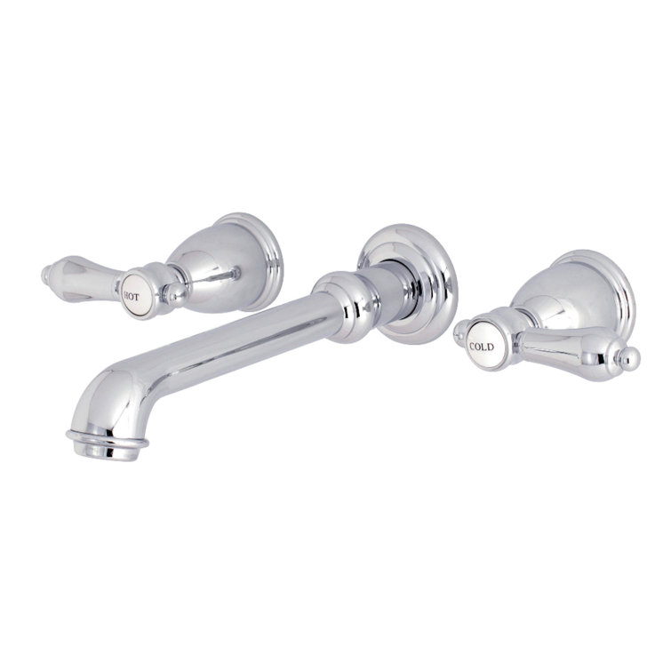 Elegant Heirloom Polished Chrome Dual-Lever Wall-Mount Tub Faucet