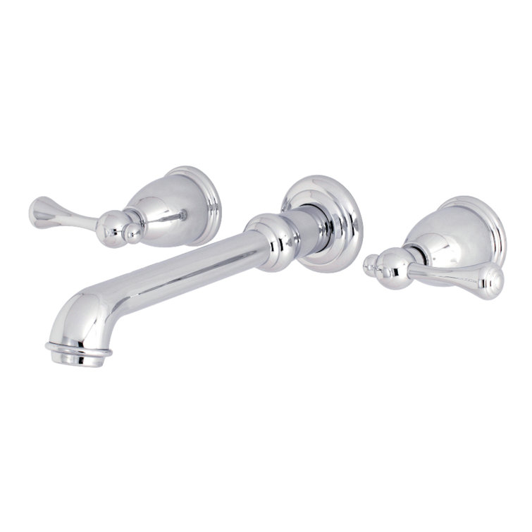 Polished Chrome Two-Handle Wall Mount Roman Tub Faucet