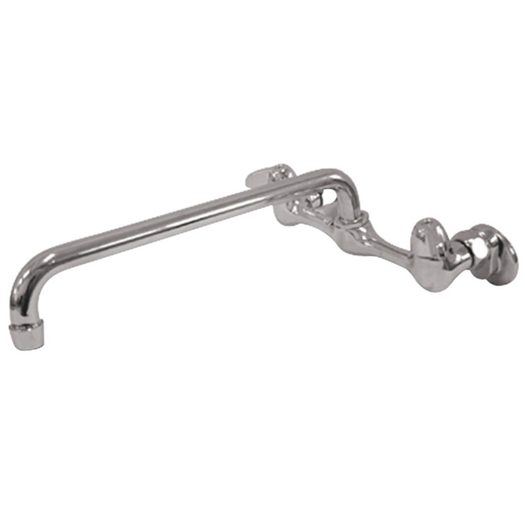 Polished Chrome Wall-Mount Kitchen Faucet with Brass Construction