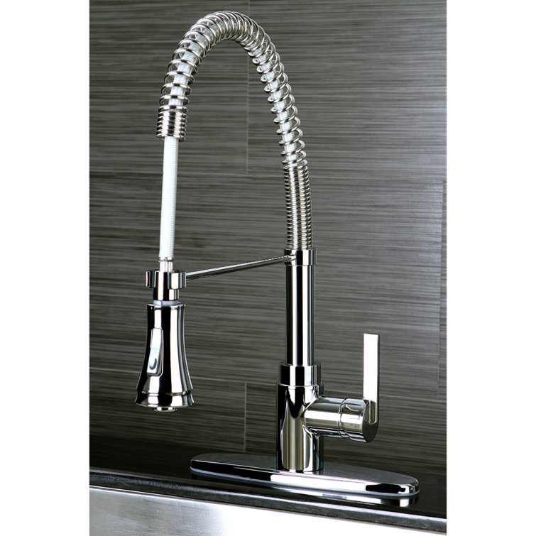 Polished Chrome Single-Handle Pre-Rinse Kitchen Faucet with Pull-out Spray