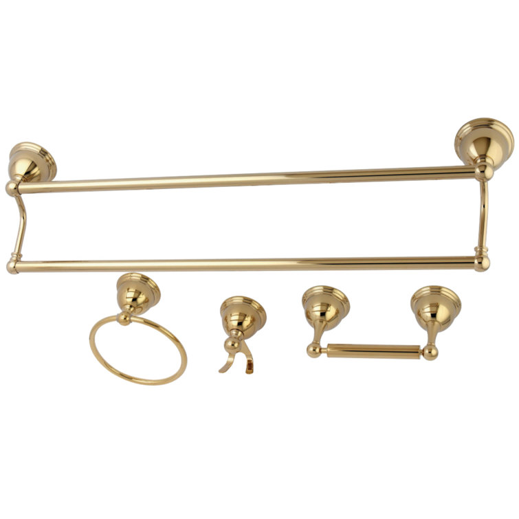 Polished Brass 4-Piece Bathroom Hardware Set