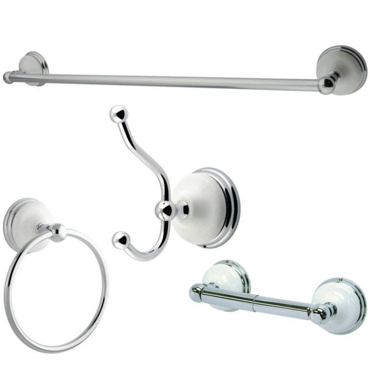 Victorian Polished Chrome 4-Piece Bathroom Hardware Set