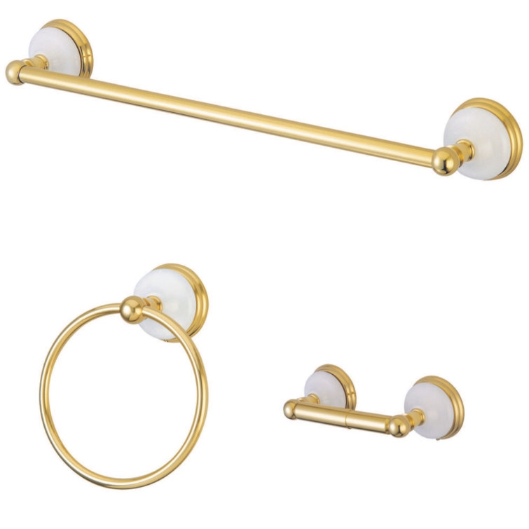 Victorian Polished Brass 3-Piece Bathroom Hardware Set