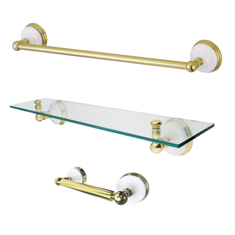 Victorian Polished Brass 3-Piece Bathroom Hardware Set