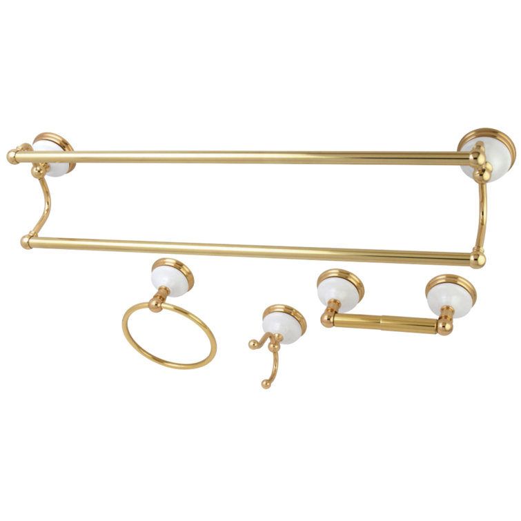 Victorian Polished Brass 4-Piece Bathroom Hardware Set