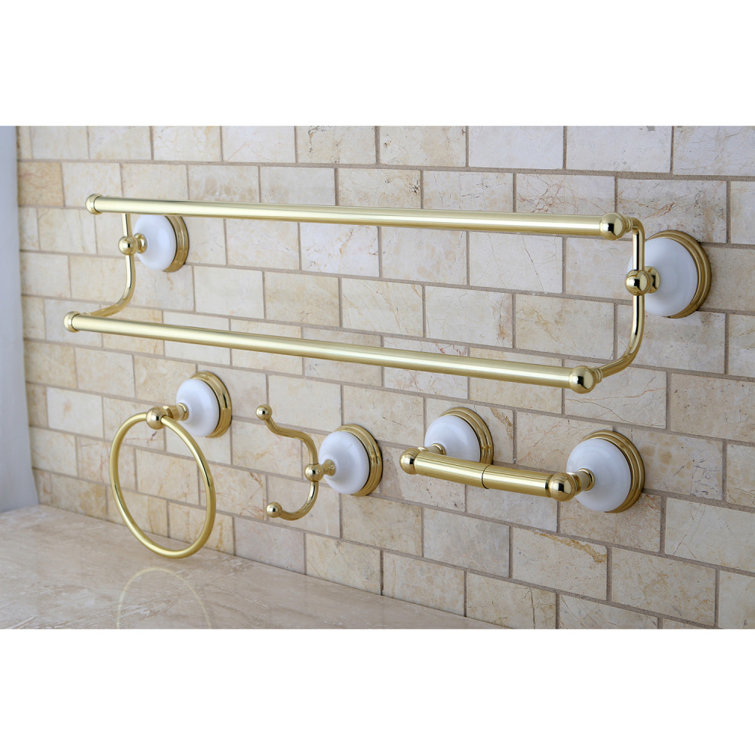 Victorian Polished Brass 4-Piece Bathroom Hardware Set