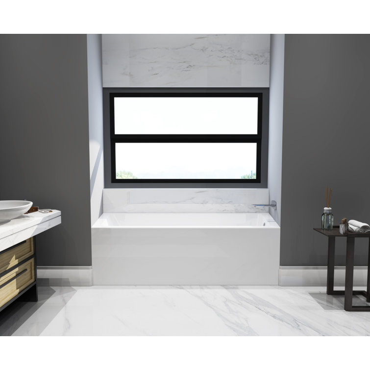 Aqua Eden 66-Inch White Acrylic Alcove Tub with Right Drain
