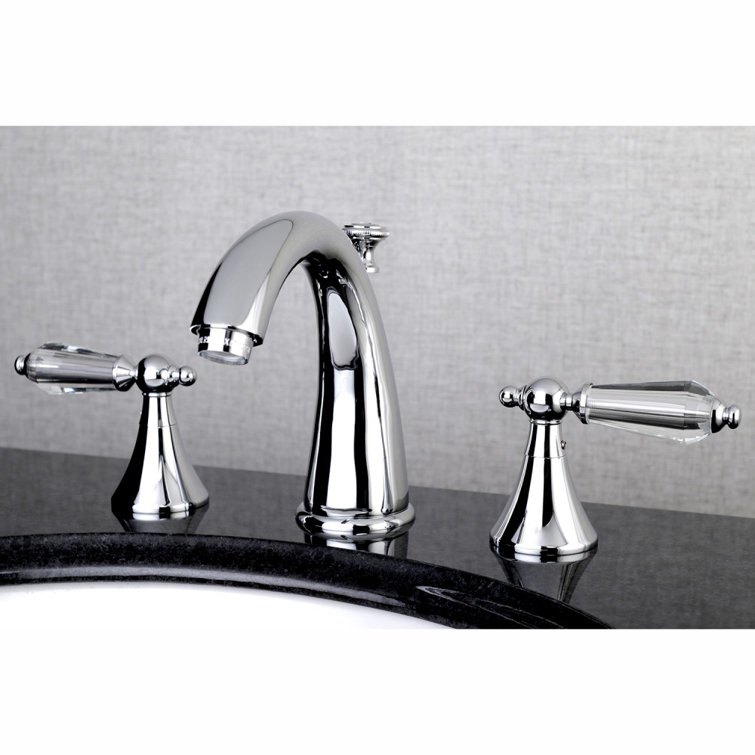 Chrome Widespread Lavatory Faucet with Crystal Lever Handles