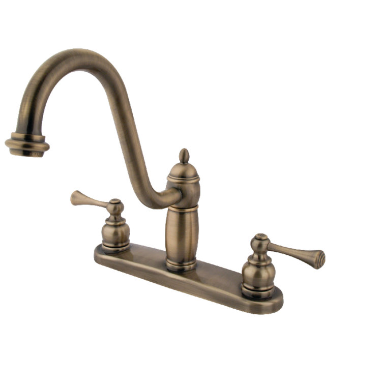 Heritage Traditional Brushed Nickel Double Handle Kitchen Faucet