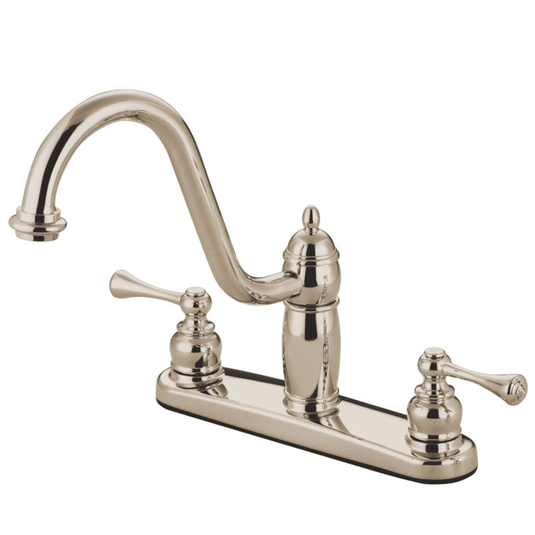 Heritage Traditional Brushed Nickel Double Handle Kitchen Faucet