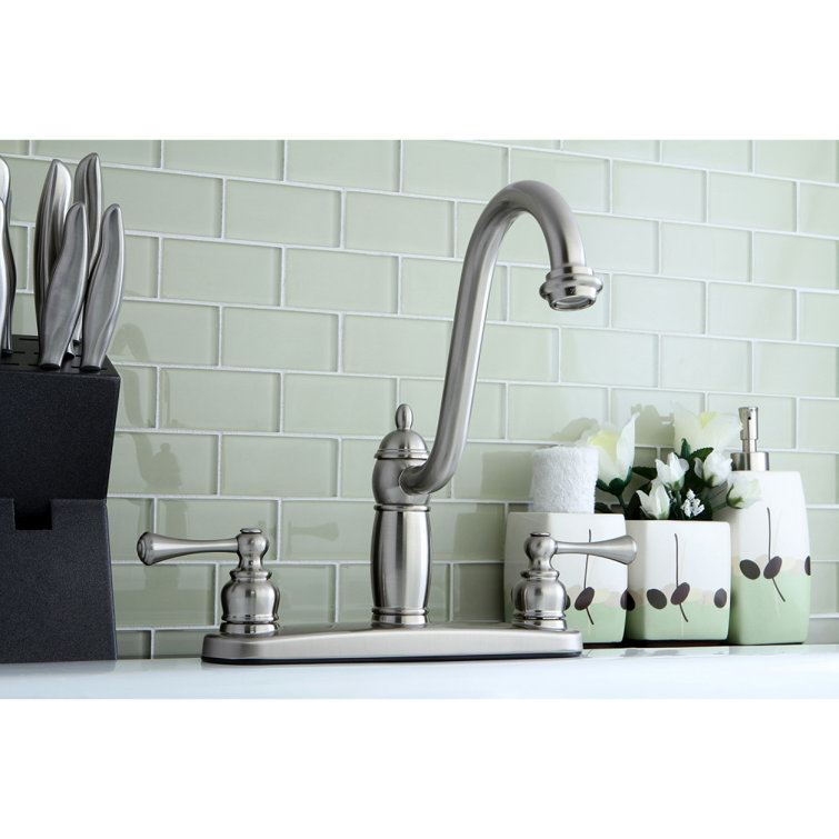 Heritage Traditional Brushed Nickel Double Handle Kitchen Faucet