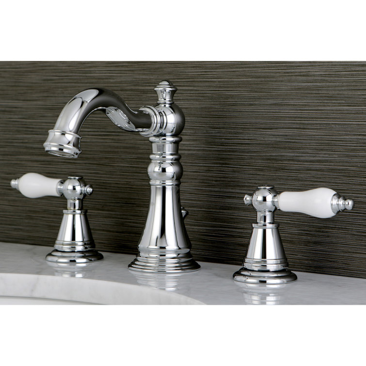 Polished Chrome Traditional Widespread Bathroom Faucet with Drain Assembly