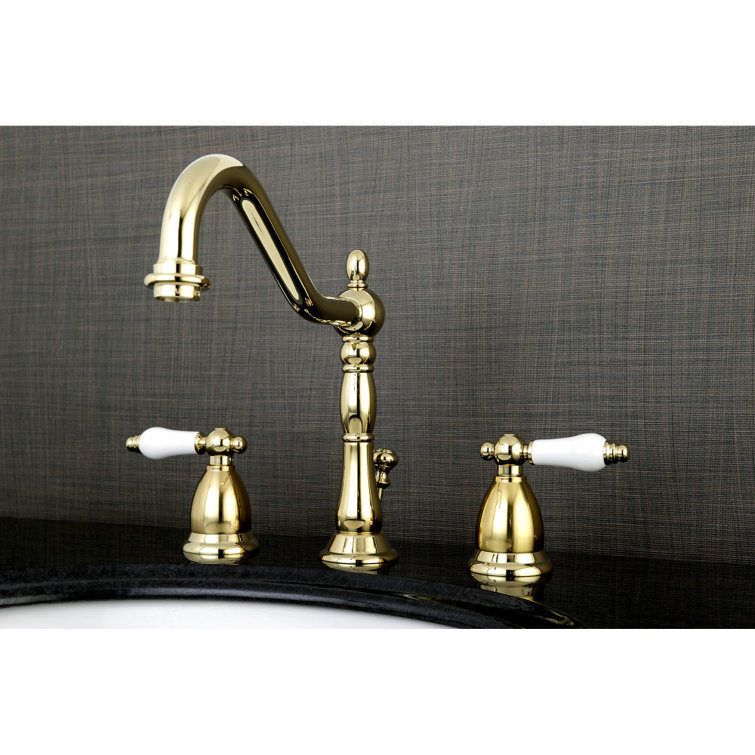 Heritage Polished Brass 8-Inch Widespread Bathroom Faucet