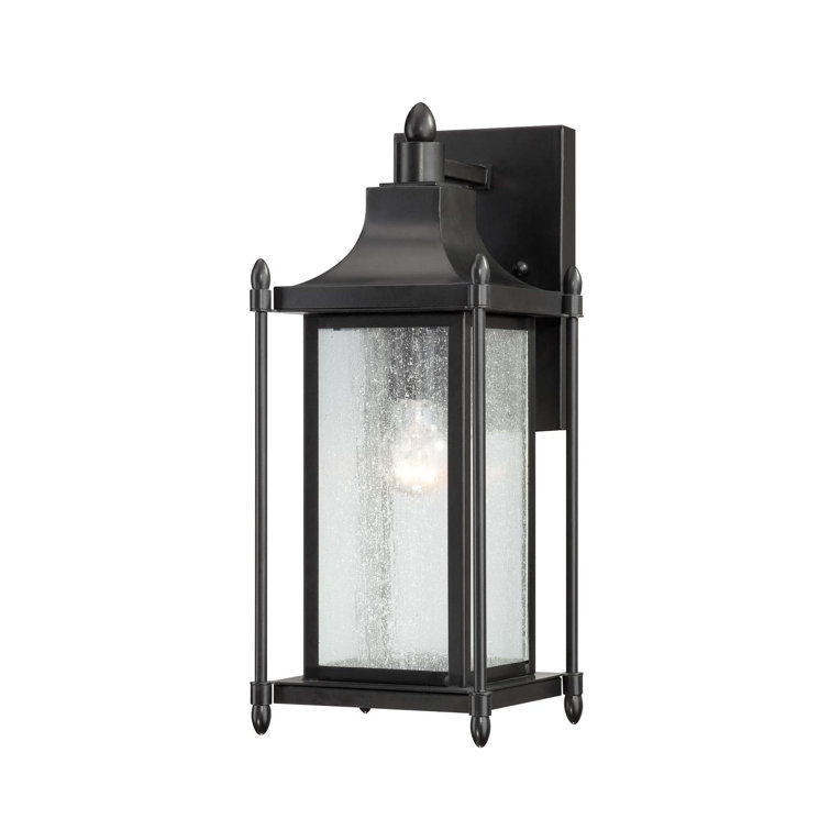 Black Metal 16" Dimmable Outdoor Wall Lantern Sconce
