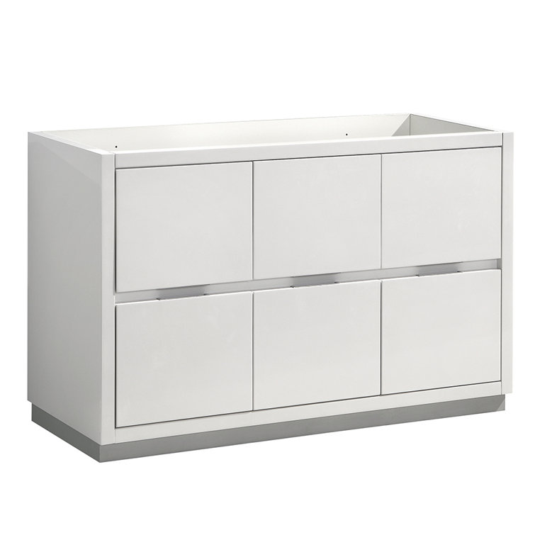 Glossy White 48" Modern Freestanding Bathroom Vanity Cabinet