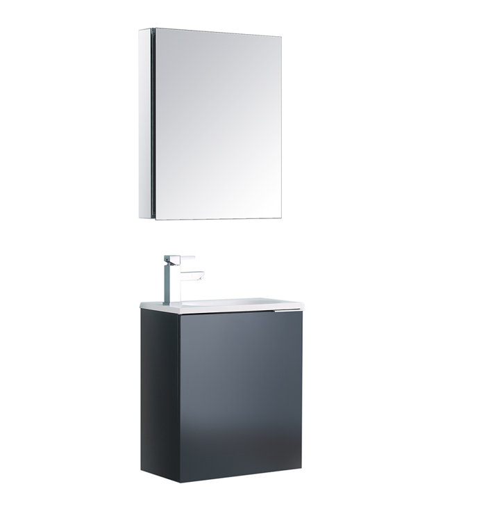 Valencia 20" Glossy Gray Wall-Mounted Vanity Set with Medicine Cabinet