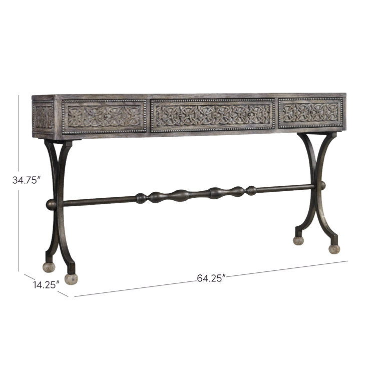 Traditional Black and Gray Wood Metal Console Table with Storage