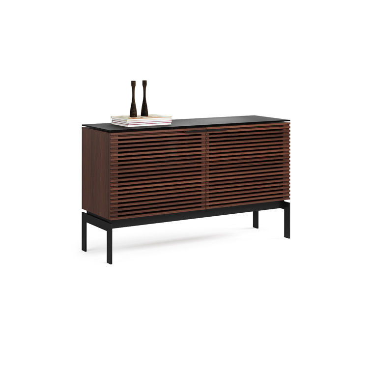 Chocolate Stained Walnut Media Console with Cabinet