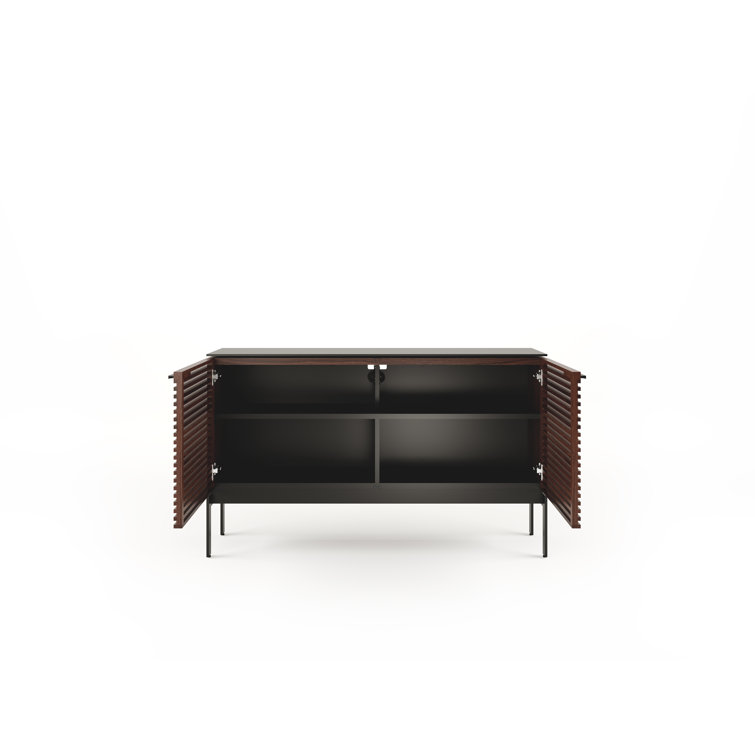 Chocolate Stained Walnut Media Console with Cabinet