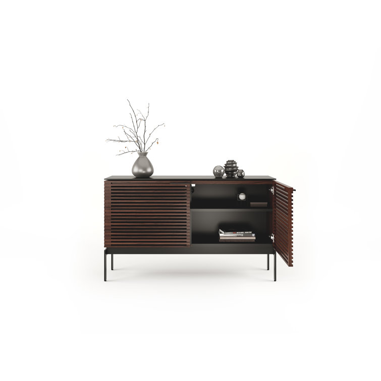 Chocolate Stained Walnut Media Console with Cabinet