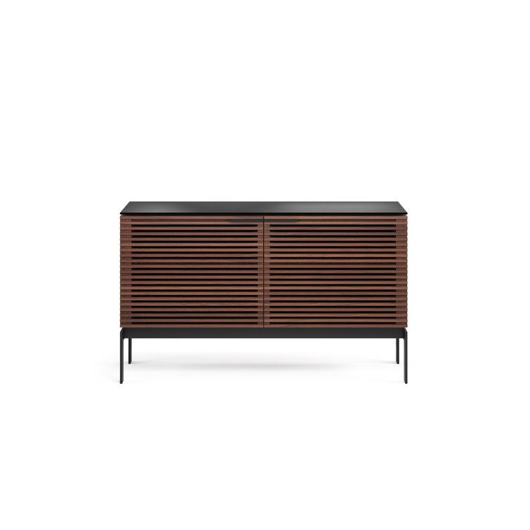 Chocolate Stained Walnut Media Console with Cabinet