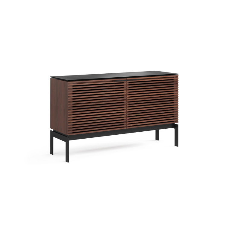 Chocolate Stained Walnut Media Console with Cabinet