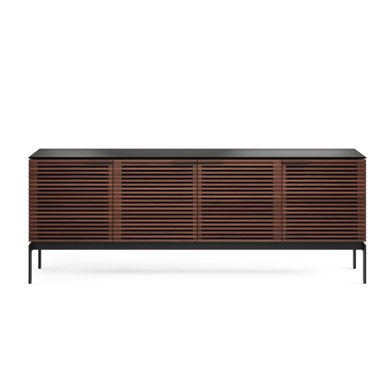 Chocolate Stained Walnut Media Console with Cabinet