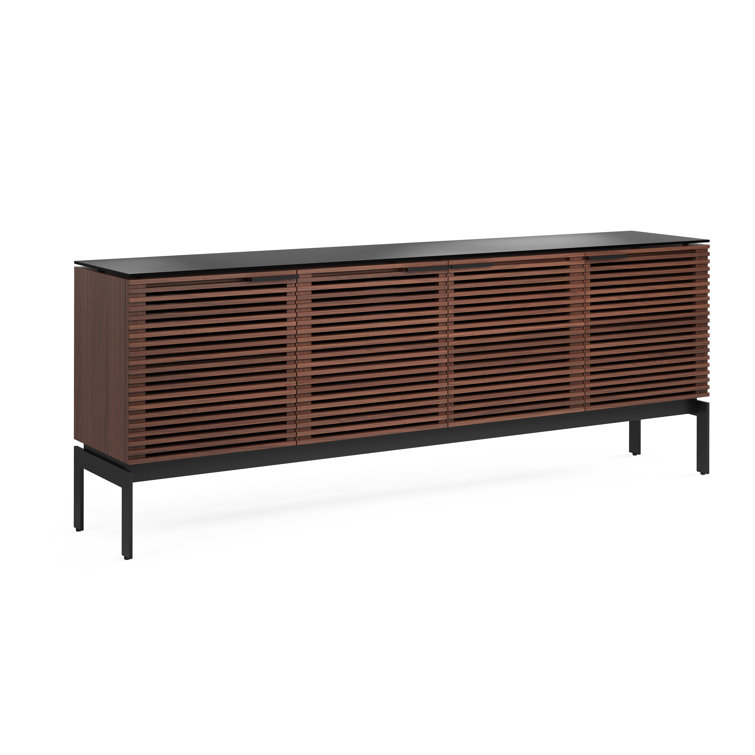 Chocolate Stained Walnut Media Console with Cabinet