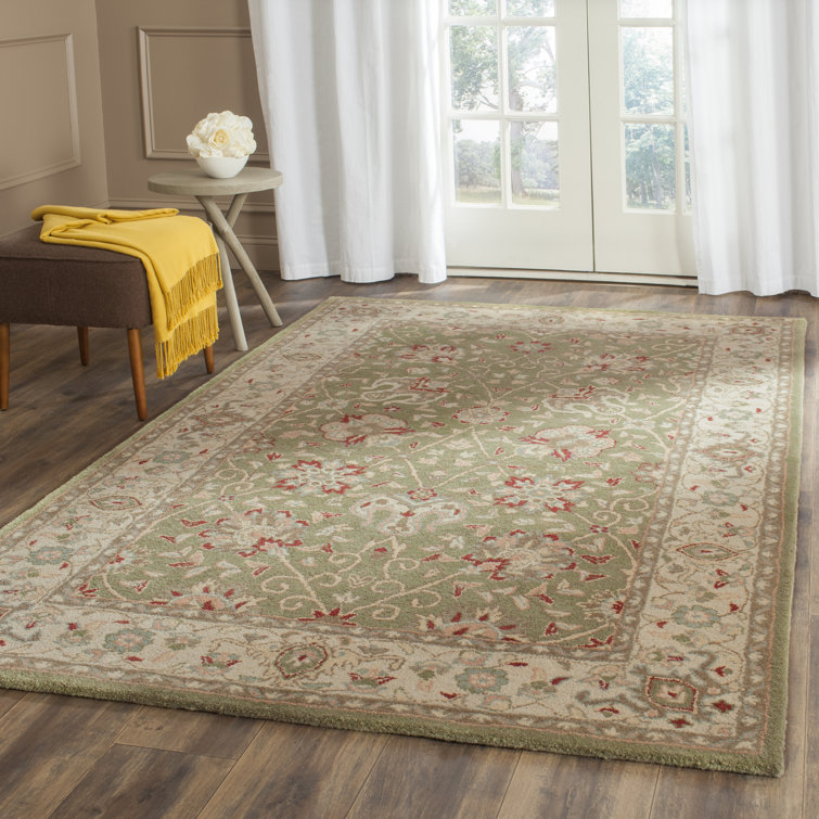 Sage and Beige Hand Tufted Wool Area Rug