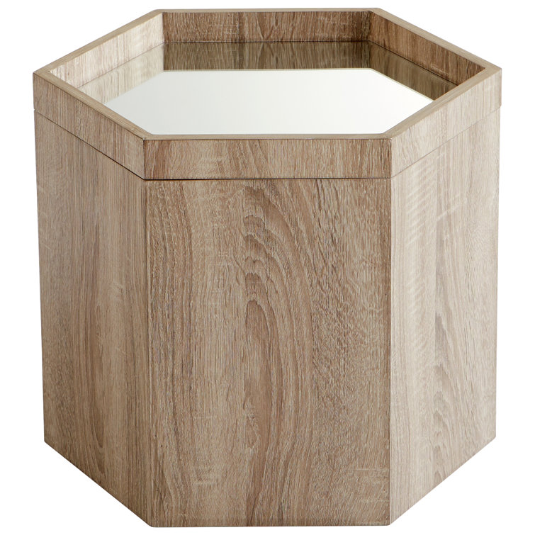 Contemporary Hexagonal Wood & Glass Honeycomb Mirrored Table