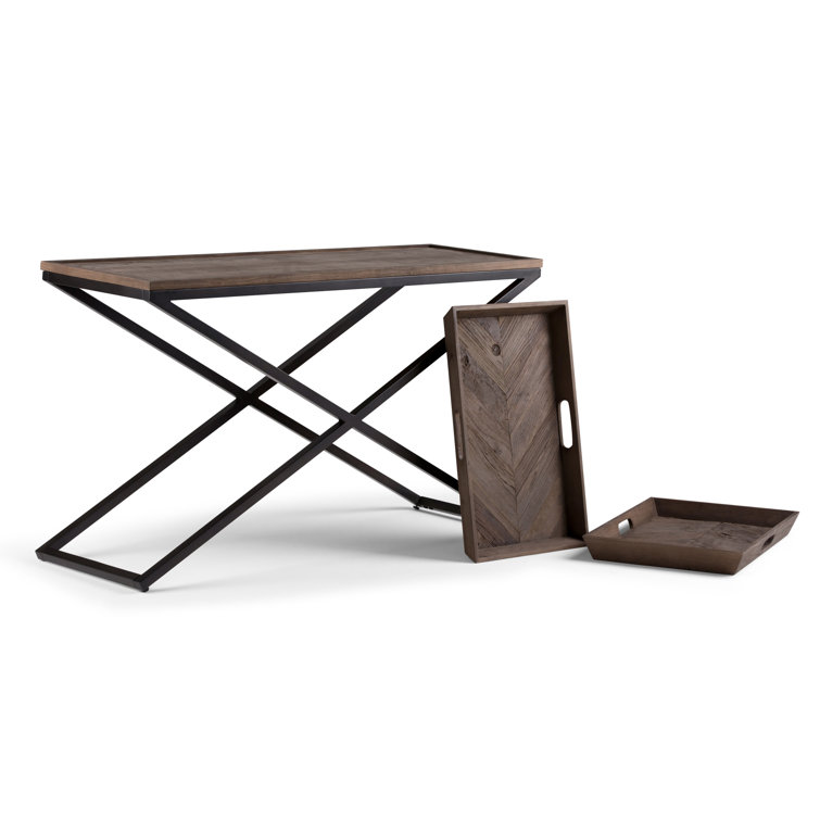 Damien 50'' Distressed Natural Elm Wood and Metal Industrial Console Table
