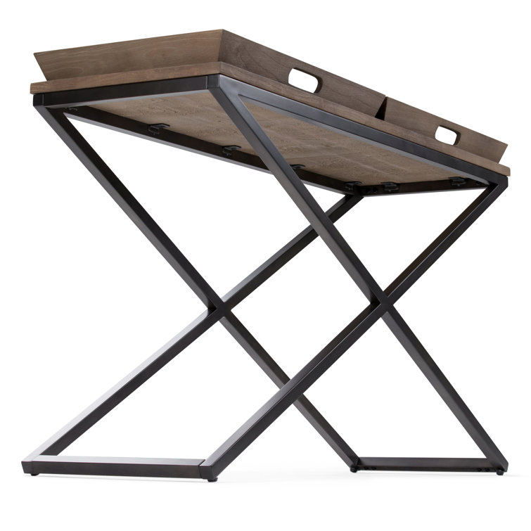 Damien 50'' Distressed Natural Elm Wood and Metal Industrial Console Table
