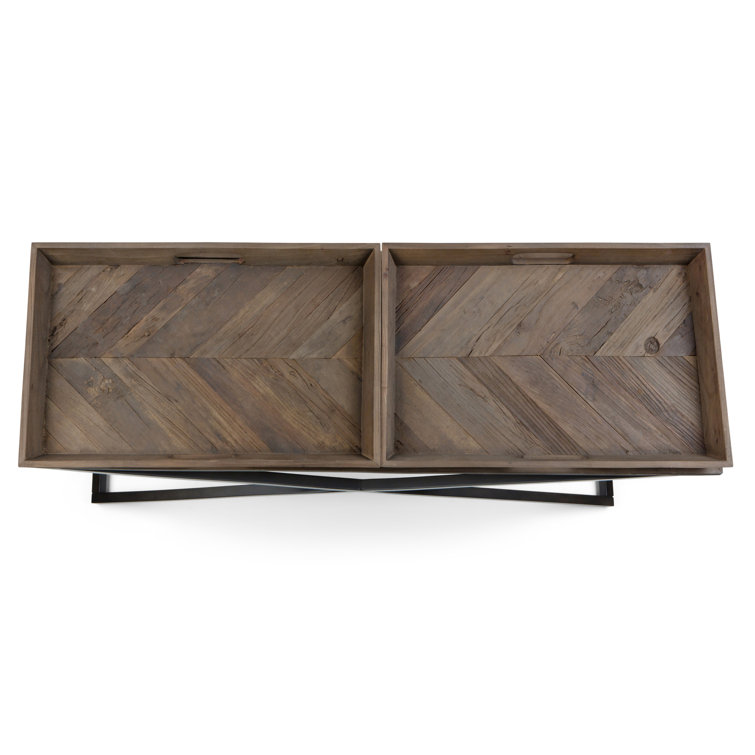 Damien 50'' Distressed Natural Elm Wood and Metal Industrial Console Table