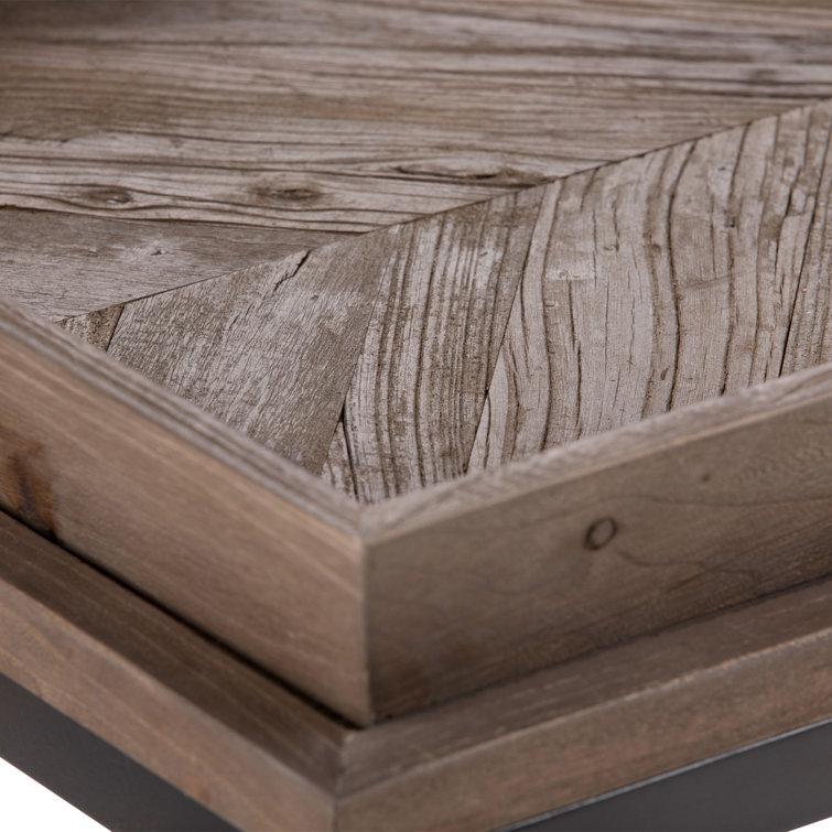 Damien 50'' Distressed Natural Elm Wood and Metal Industrial Console Table