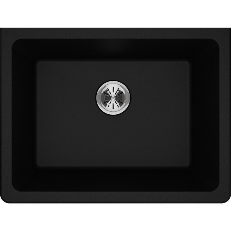 Black Quartz 25" Undermount Single Bowl Kitchen Sink
