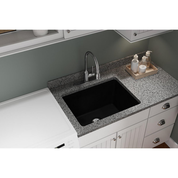 Black Quartz 25" Undermount Single Bowl Kitchen Sink