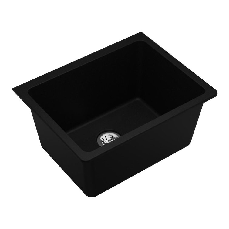 Black Quartz 25" Undermount Single Bowl Kitchen Sink