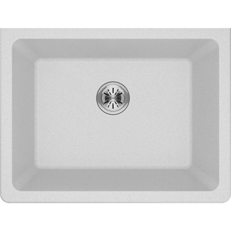 White Quartz 25" Undermount Single Bowl Kitchen Sink