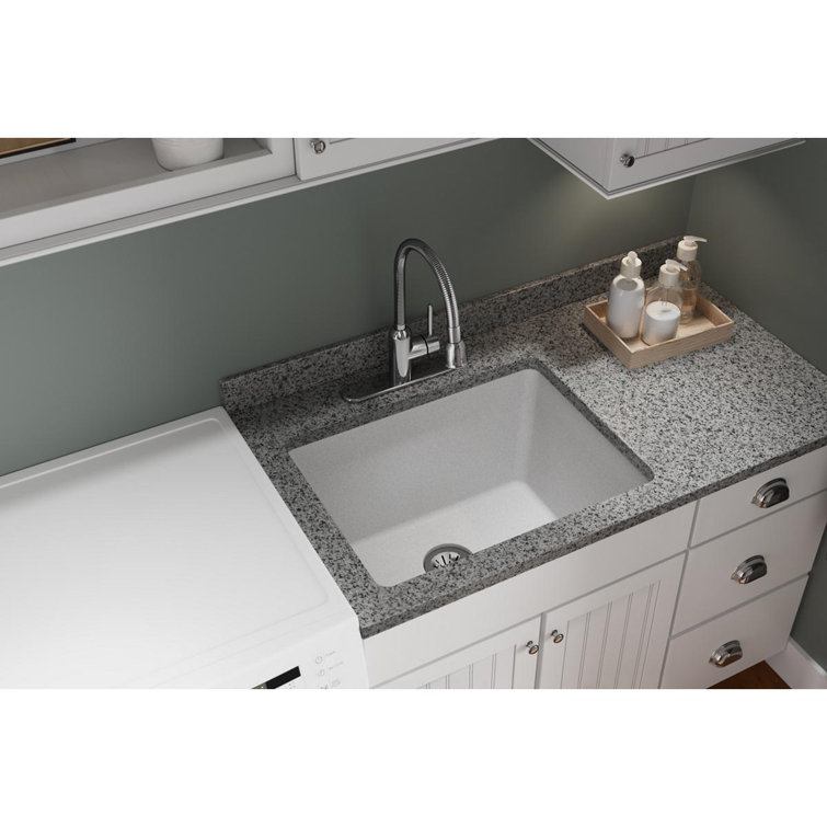 White Quartz 25" Undermount Single Bowl Kitchen Sink